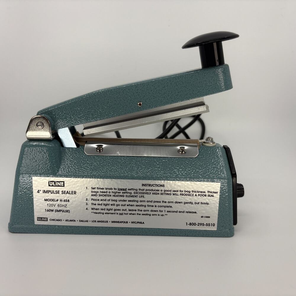 Uline H-458 4 Inch Impulse Sealer 120V 160W Plastic Bag Heat Sealer Powers on
